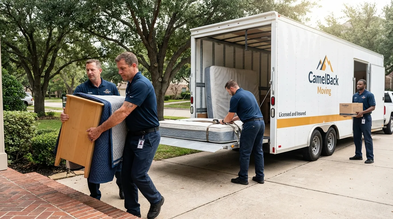 Crew loading residential truck for cross-state move from Norfolk, VA