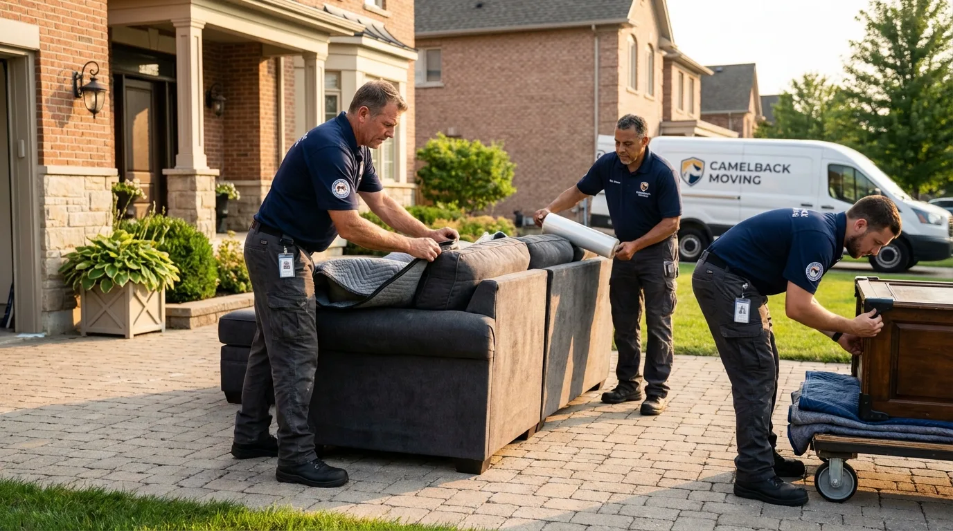 Large estate moving crew wrapping furniture in Norfolk, VA